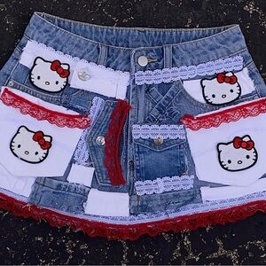 Hello Kitty Custom Made Denim Skirt